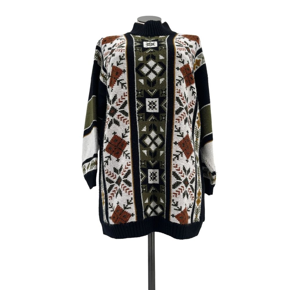 Vintage 80's Oversized Geometric Print Sweater Made in USA Size 11